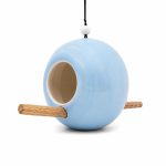 Ceramic bird feeder light blue