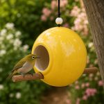 Ceramic bird feeder with cape white eye