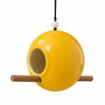 Yellow Ceramic bird feeder