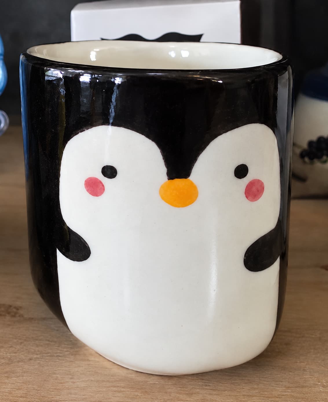 Penguin Ceramic Cup – Handmade Black & White Penguin Cup